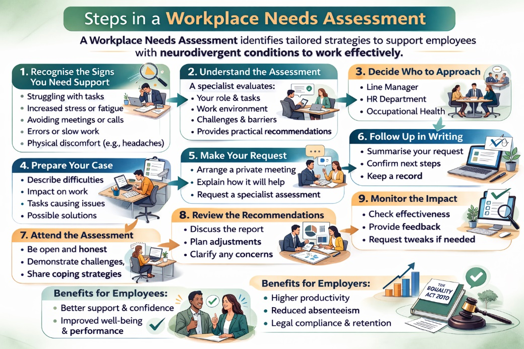 Diagram showing the steps involved in a workplace needs assessment