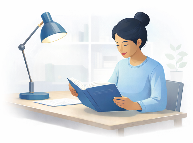 Illustration of a person studying, representing the assessment process